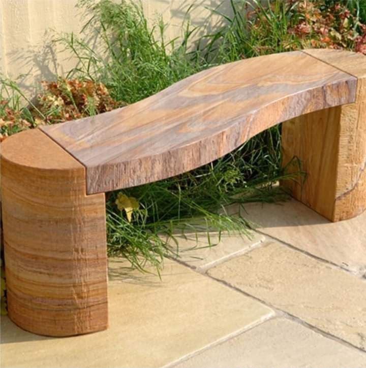 Curved Sandstone Landscape Bench