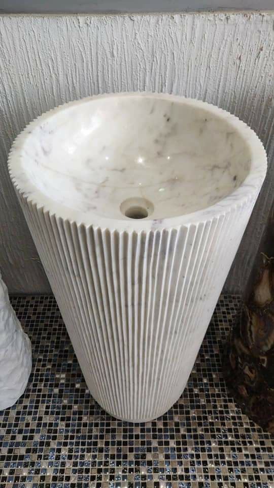 Fluted Marble Pedestal Basin
